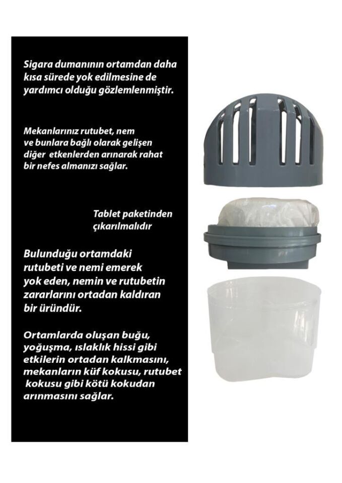 Gri, Naturel - 250GR - Nem Alıcı Aparat (TABLET DAHİL)