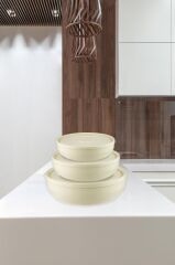 3'lü Beyaz, Antik Yuvarlak Plastik Saklama Kabı Seti - (5 L, 2.7 L, 1.5 L)