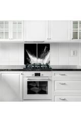 2'li 30x52 cm Cam Ocak Koruyucu 4'lü Ocaklar İçin Black Desenli