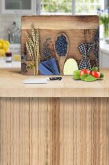 20x30 cm Cam Kesme Tahtası Tohum ve Tahta Kaşık