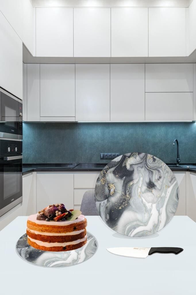 Çap 32 cm Gri Mermer