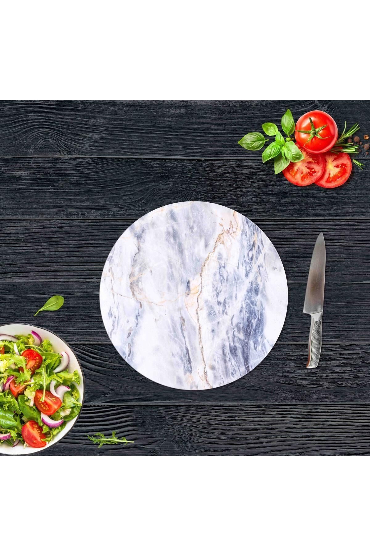 Çap 32 cm Mavi Mermer