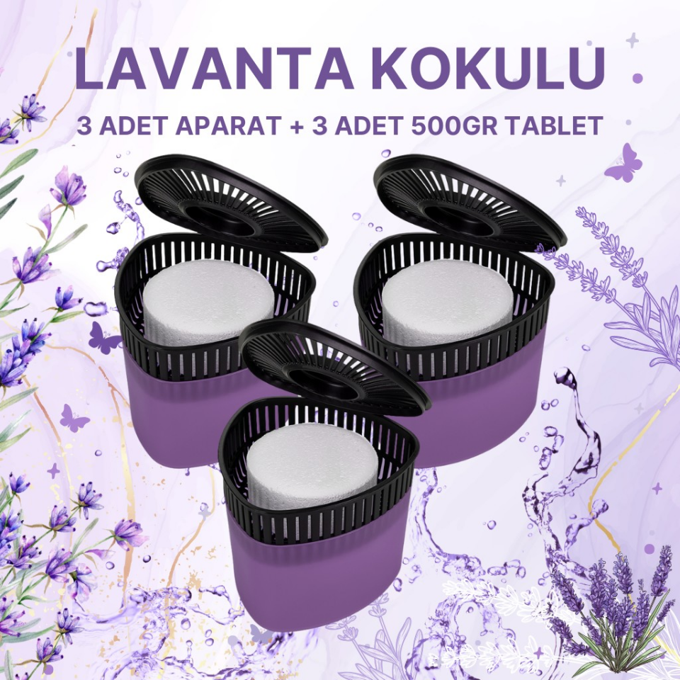 3 Adet 500GR - LAVANTA - Nem Alıcılı Ve Rutubet Giderici Aparat Üçgen (TABLET DAHİL)