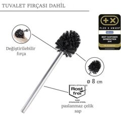 WENKO Rivalta ayaklı tuvalet takımı, entegre tuvalet kağıdı tutucu ve tuvalet fırçası tutuculu, paslanmaz çelik kalitesi, 23 x 70 x 18 cm, gümüş mat