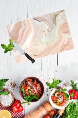 30x40 cm Cam Kesme Tahtası Topraklı Mermer Görünümlü
