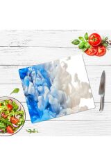 29x34 cm Cam Kesme Tahtası Mavi Duman