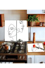 Takım Halinde Yüz 20x30 Cm Kesme Tablası Ve 2'li 30x52 cm Cam Ocak Koruyucu 4'lü Ocaklar