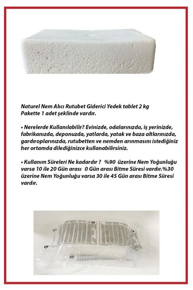2x2,5 Kilogram - Naturel - Nem Alıcı ve Rutubet Giderici Yedek Tablet
