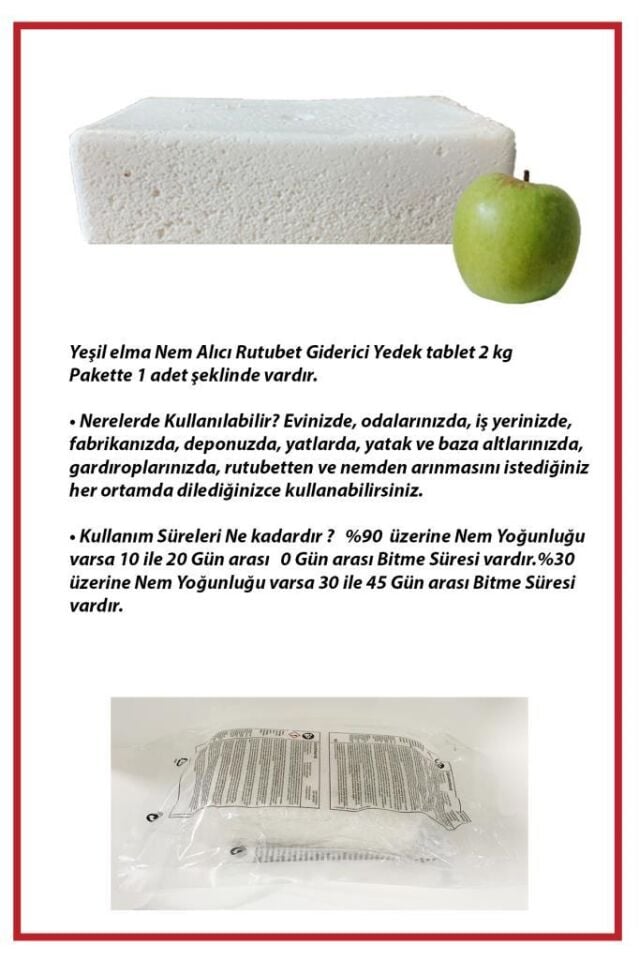 2 Kg. Nem Alıcı Yedek Tablet Yeşil Elma