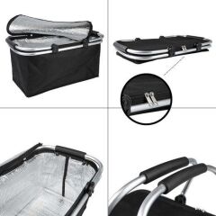 Kulplu katlanır  Alüminyum Çerçeveli Termo Çanta Siyah