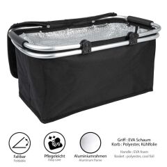Kulplu katlanır  Alüminyum Çerçeveli Termo Çanta Siyah