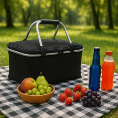 Kulplu katlanır  Alüminyum Çerçeveli Termo Çanta Siyah