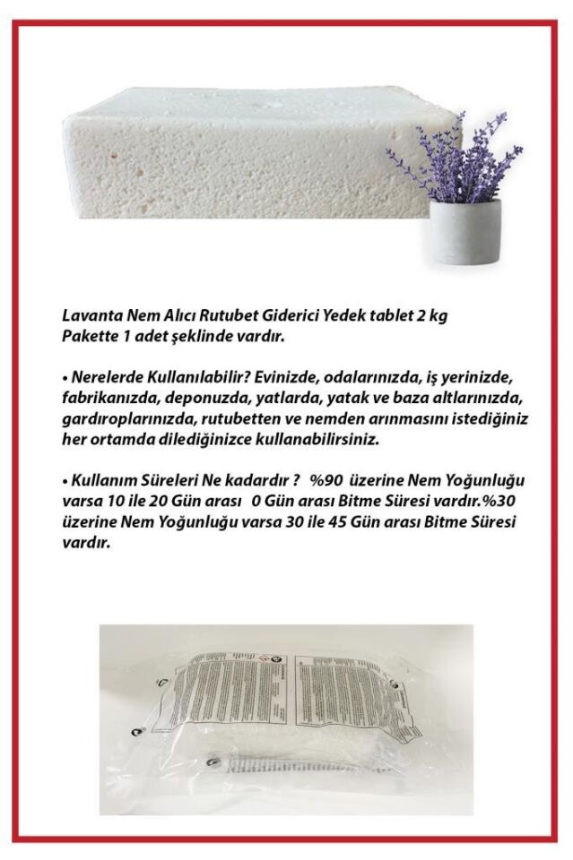 2 Kg. Nem Alıcı Yedek Tablet Lavanta