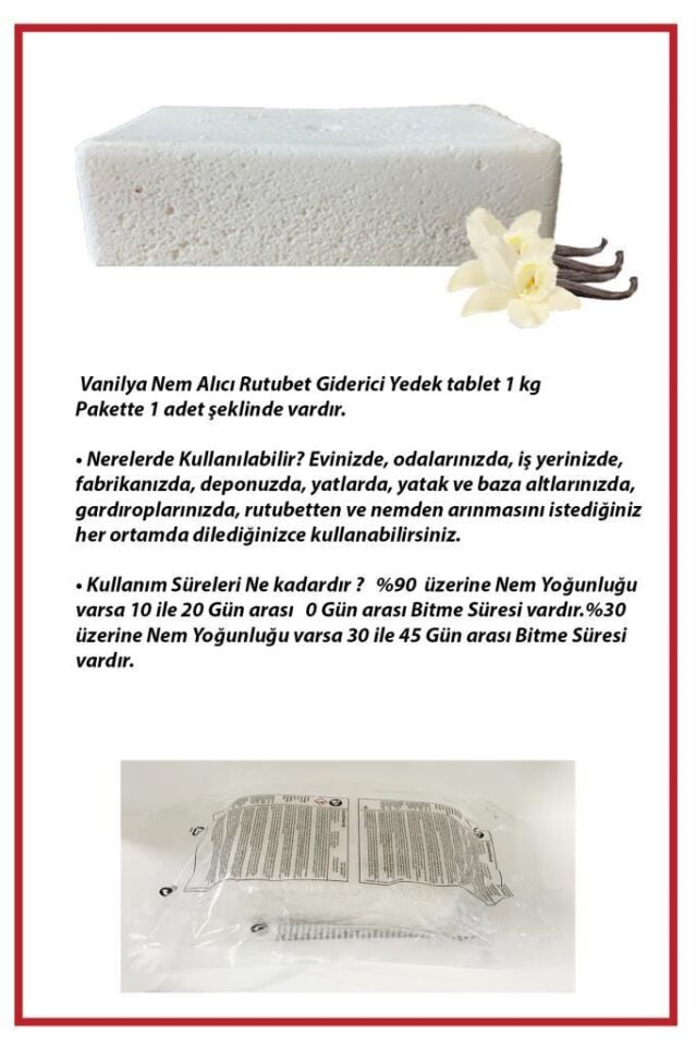 Dikdörtgen Yedek Tablet - Nem Alıcı - Vanilya - 1 Kilogram