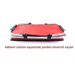 Kulplu katlanır  Alüminyum Çerçeveli Termo Çanta Kırmızı