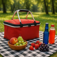 Kulplu katlanır  Alüminyum Çerçeveli Termo Çanta Kırmızı