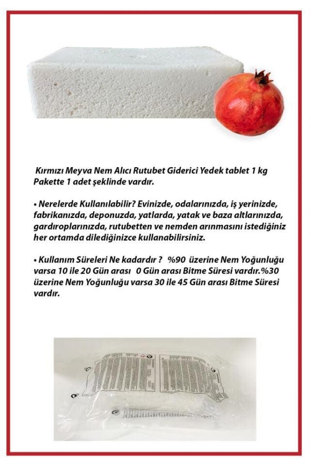 1 Kg. Nem Alıcı Yedek Tablet Kırmızı Meyva
