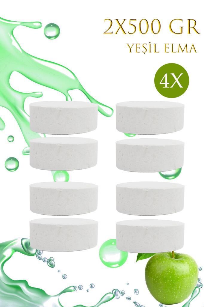 4 Adet 2x500 gr Nem Alıcı Rutubet Ve Küf Önleyici Yedek Tablet Yeşil Elma