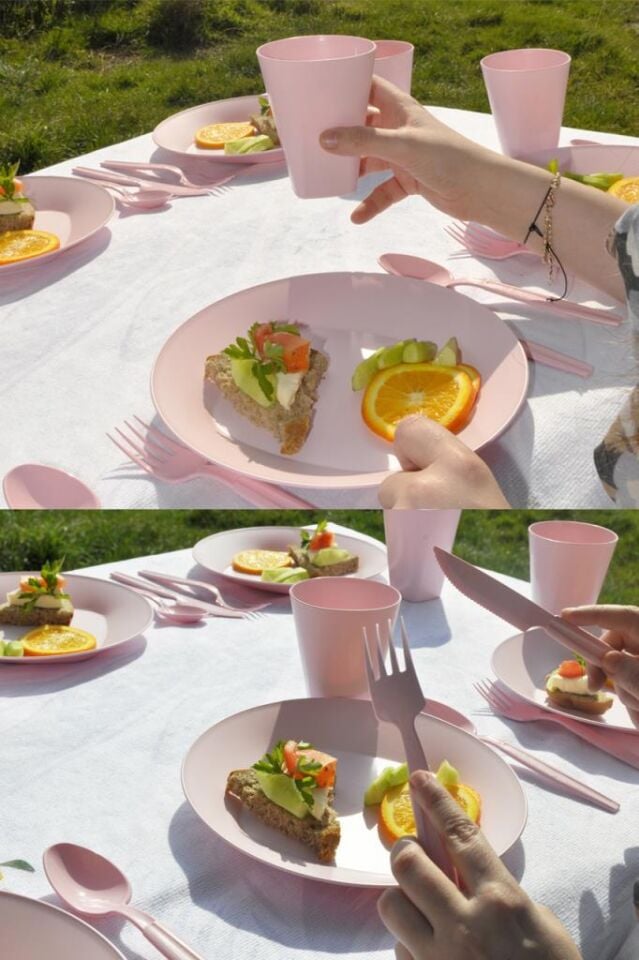 Pembe, Çantalı Piknik Seti 30 Parça