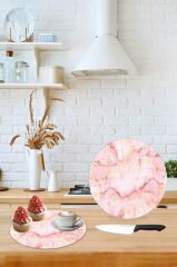 Çap 32 cm Pembe Mermer