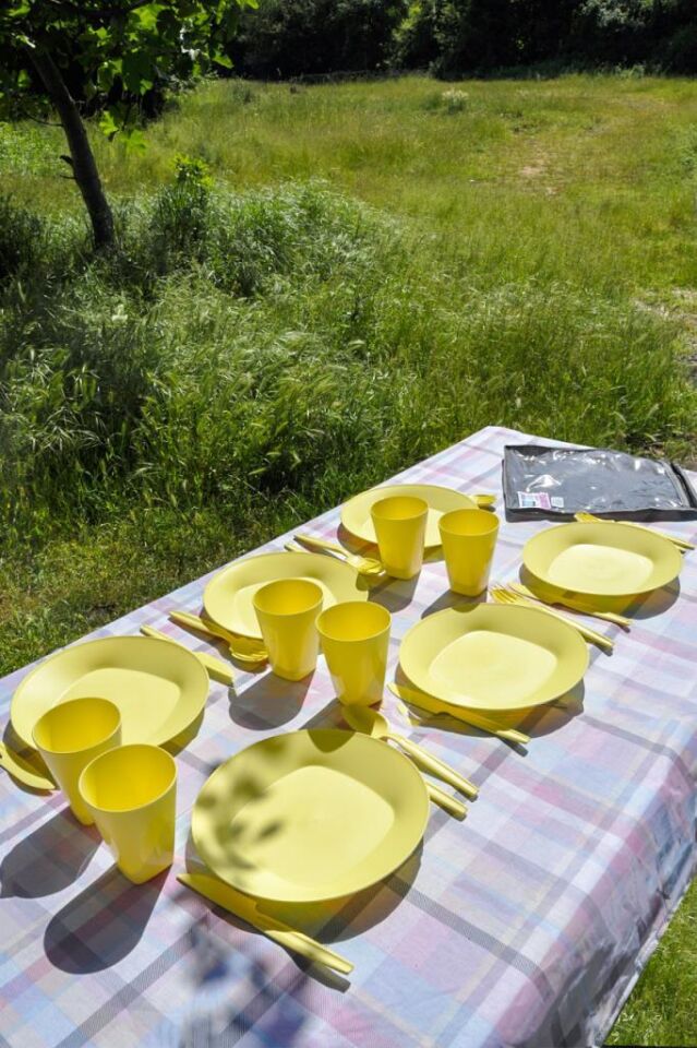 Sarı, Çantalı Piknik Seti 30 Parça