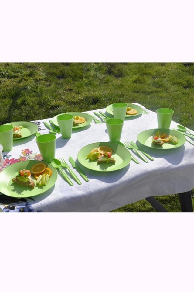 Yeşil, Çantalı Piknik Seti 30 Parça
