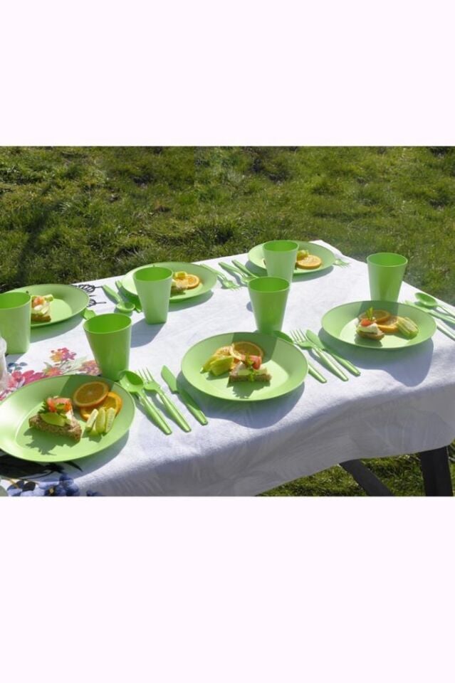 Yeşil, Çantalı Piknik Seti 30 Parça