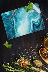 30x40 cm Cam Kesme Tahtası Okyanus