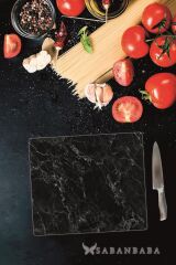 29x34 cm Cam Kesme Tahtası Siyah Mermer