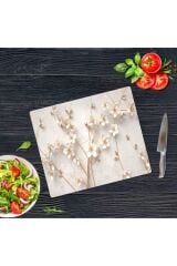 29x34 cm Cam Kesme Tahtası Yapay Güller