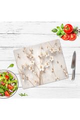 29x34 cm Cam Kesme Tahtası Yapay Güller