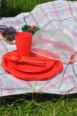 Papatya Piknik Seti 22 Parça Kırmızı