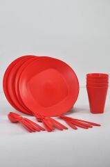 Papatya Piknik Seti 22 Parça Kırmızı