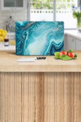 20x30 cm Cam Kesme Tahtası Okyanus