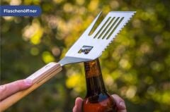 MAXIMEX Premium Izgara Aleti 4'ü 1 Arada - Çevirici, Şiş, Bıçak ve Şişe Açacağı