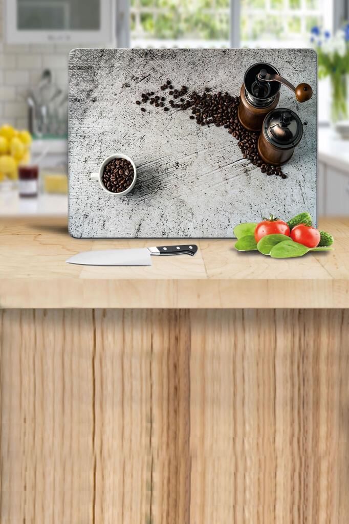 30x40 cm Cam Kesme Tahtası Benim Kahvem