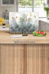 30x40 cm Cam Kesme Tahtası Altın Kuşlar