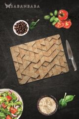 30x40 cm Cam Kesme Tahtası Ahşap Üçgen Görünümlü