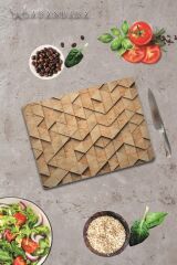 30x40 cm Cam Kesme Tahtası Ahşap Üçgen Görünümlü