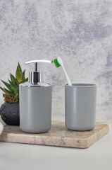Diş Fırçalık Ve Sıvı Sabunluk 2'li Set Gri