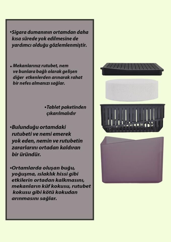 1 Kg - Mor Kare Aparat, Lavanta - Nem Alıcı Aparat + Tablet - Rutubet Giderici