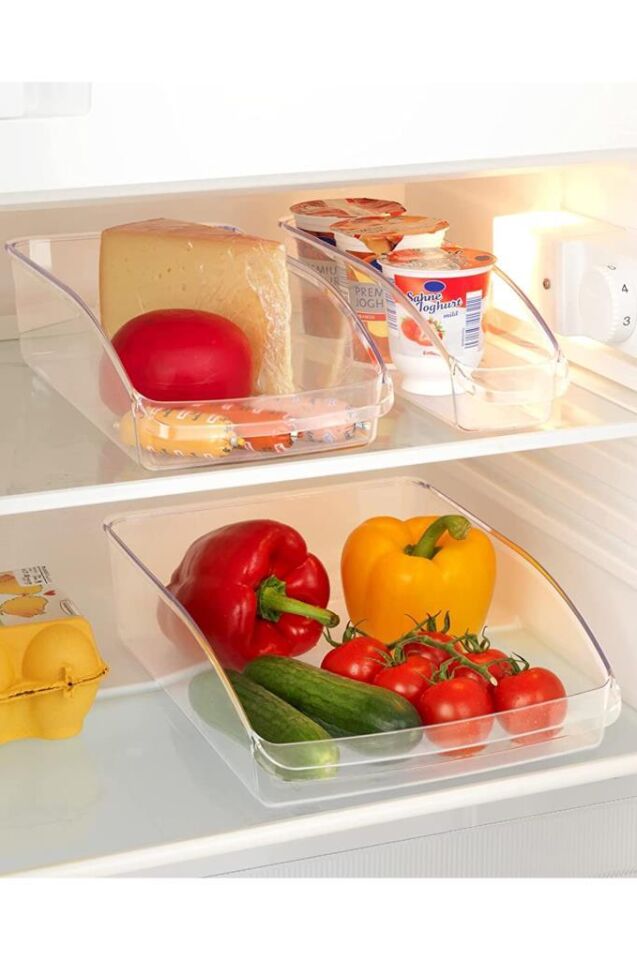 3'lü Set - Şeffaf, Buzdolabı Organizeri