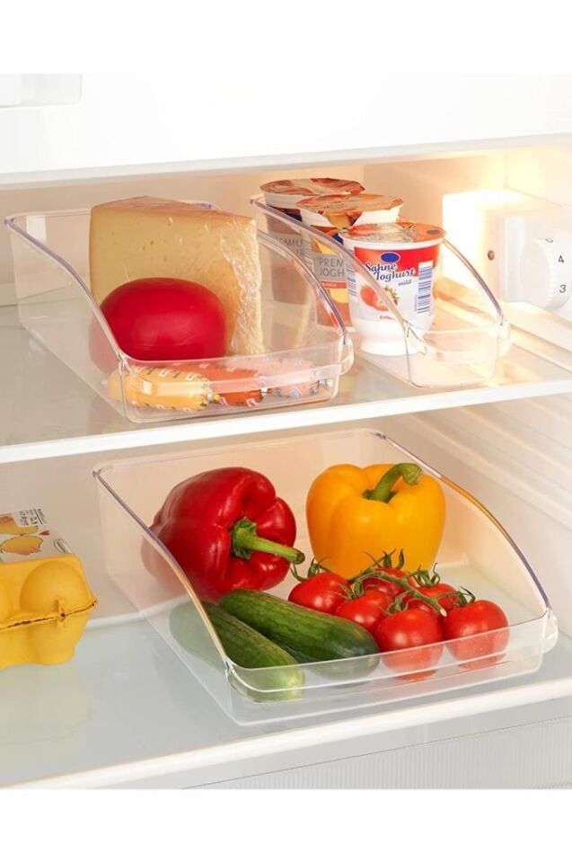 3'lü Set - Şeffaf, Buzdolabı Organizeri