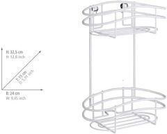 WENKO  2 katmanlı duvar rafı Classic Plus - Çelik, 24 x 32,5 x 15 cm, Beyaz