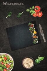 30x40 cm Cam Kesme Tahtası Baharatlıklar