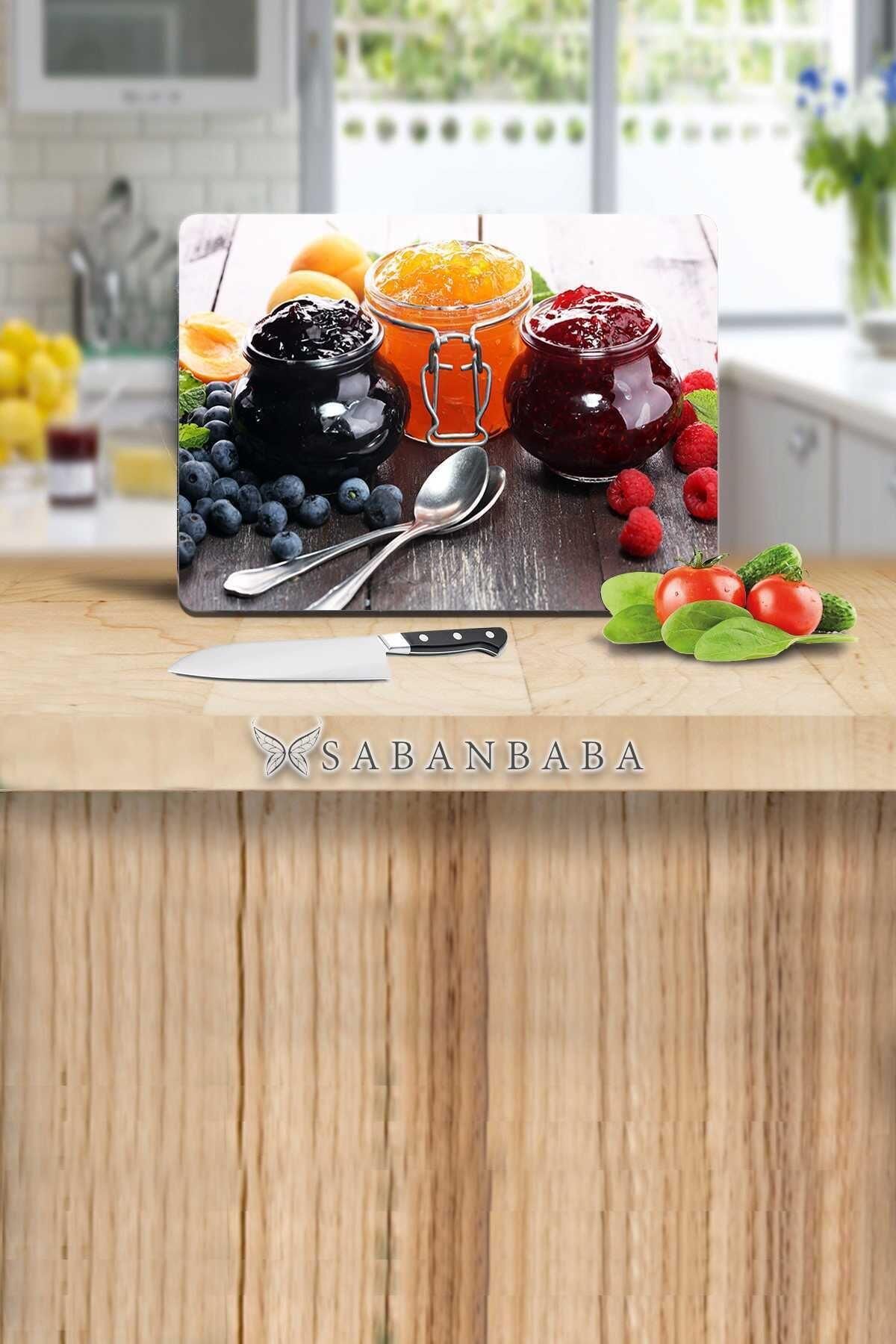 30x40 cm Cam Kesme Tahtası Böğürtlen Reçeli