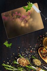 30x40 cm Cam Kesme Tahtası Bahar Çiçeği Desenli