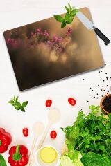 30x40 cm Cam Kesme Tahtası Bahar Çiçeği Desenli