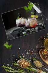 30x40 cm Cam Kesme Tahtası Böğürtlen