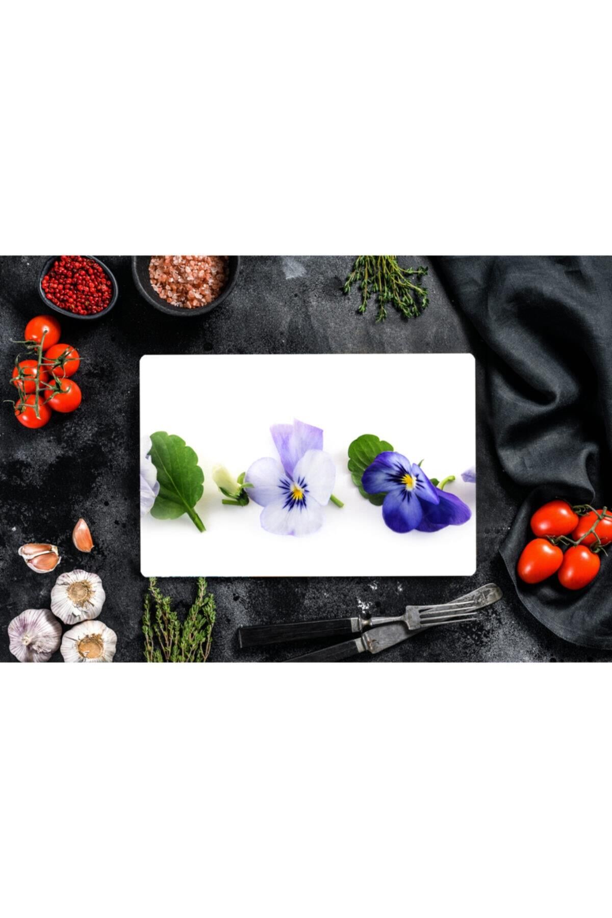 20x30 cm Cam Kesme Tahtası Can Çiçeği